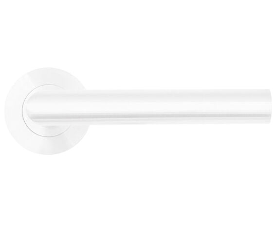 ZOO HARDWARE ROSSO TECNICA LUGANO LEVER ON ROUND ROSE POWDER COATED WHITE – RT010PCW (SOLD IN PAIRS)
