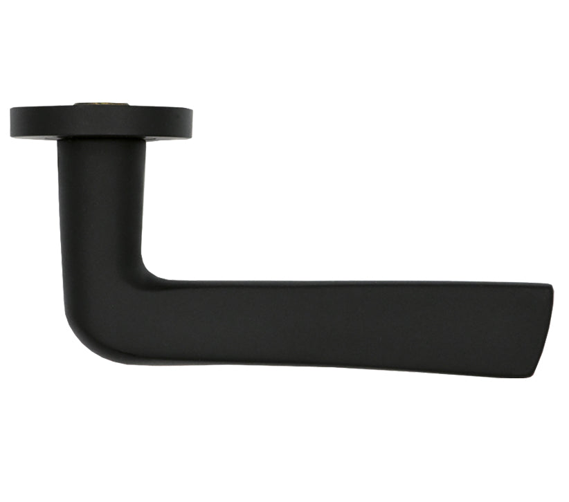 ZOO HARDWARE ROSSO TECNICA COMO GRADE 304 STAINLESS STEEL LEVER ON ROUND ROSE POWDER COATED BLACK – RT020PCB (SOLD IN PAIRS)