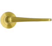 ZOO HARDWARE ROSSO TECNICA COMO GRADE 304 STAINLESS STEEL LEVER ON ROUND ROSE PVD SATIN BRASS – RT020PVDSB (SOLD IN PAIRS)