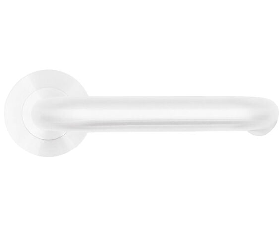 ZOO HARDWARE ROSSO TECNICA MAGGIORE GRADE 304 STAINLESS STEEL LEVER ON ROUND ROSE POWDER COATED WHITE – RT030-PCW (SOLD IN PAIRS)