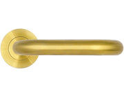 ZOO HARDWARE ROSSO TECNICA MAGGIORE GRADE 304 STAINLESS STEEL LEVER ON ROUND ROSE PVD SATIN BRASS – RT030PVDSB (SOLD IN PAIRS)