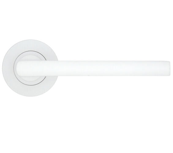 White door handle on a white background