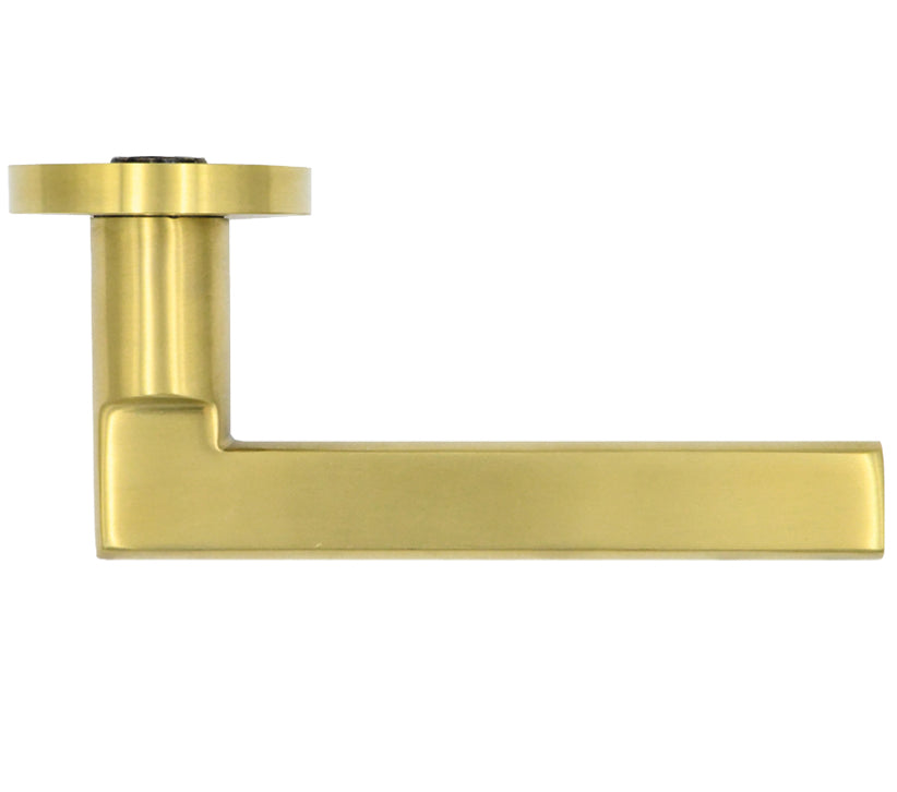 ZOO HARDWARE ROSSO TECNICA VARESE GRADE 304 STAINLESS STEEL LEVER ON ROUND ROSE PVD SATIN BRASS – RT040PVDSB (SOLD IN PAIRS)