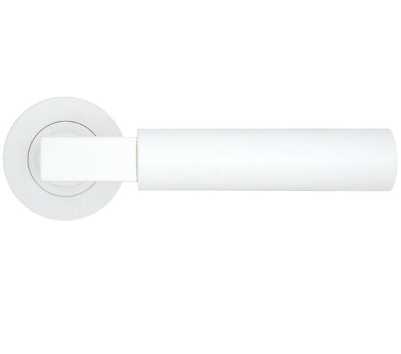 White door handle on a white background