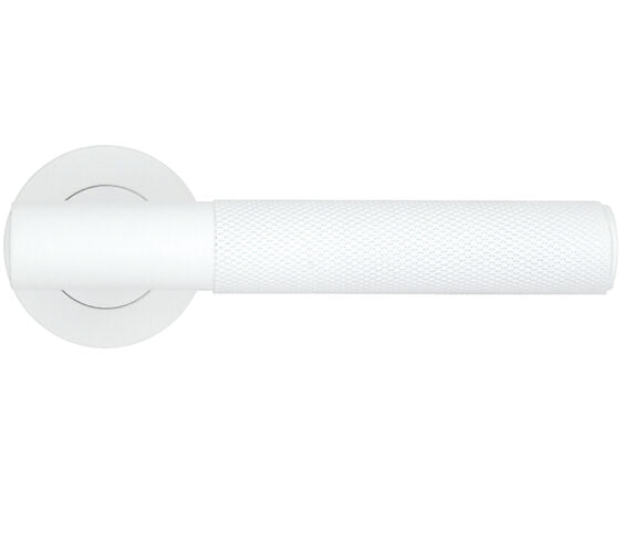 White door handle on a white background