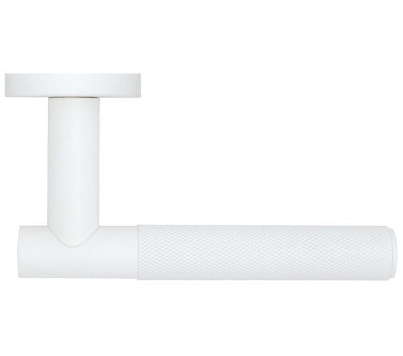 White metal handle on a white background