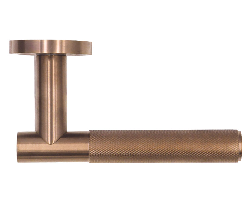 ZOO HARDWARE ROSSO TECNICA ORTA GRADE 304 STAINLESS STEEL KNURLED LEVER ON ROUND ROSE PVD SATIN BRONZE – RT060PVDBZ (SOLD IN PAIRS)