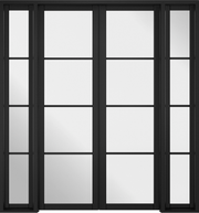 Black-framed glass door with multiple panels