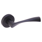 Black door handle on a white background