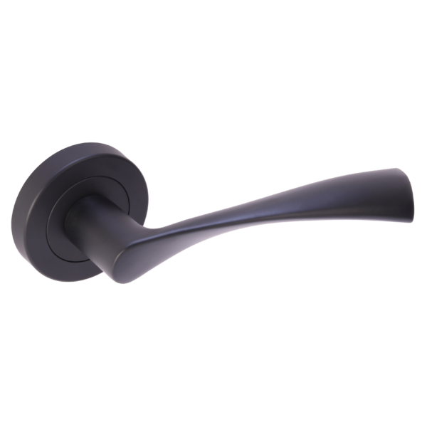 Black door handle on a white background