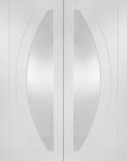 White wardrobe doors with a modern design featuring two large oval windows.