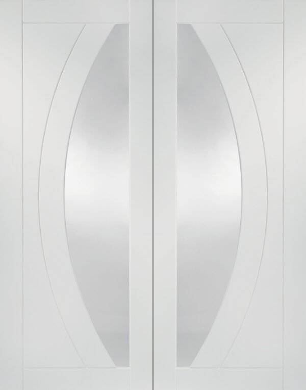 White wardrobe doors with a modern design featuring two large oval windows.