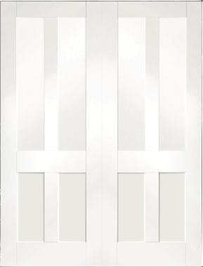 INTERNAL WHITE PRIMED MALTON SHAKER PAIR WITH CLEAR GLASS