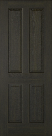Dark gray wooden door with panel design