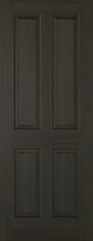Dark gray wooden door with panel design