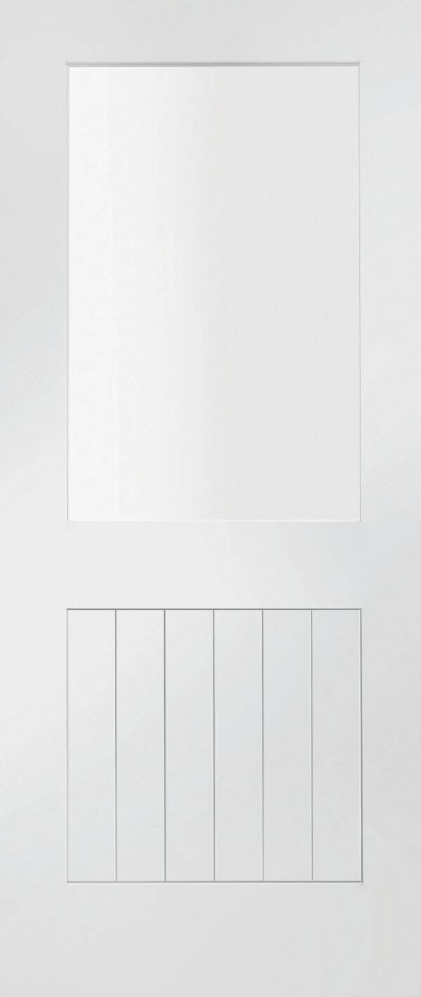 White door with a minimalist design on a white background