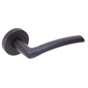 Dark gray door handle on a white background