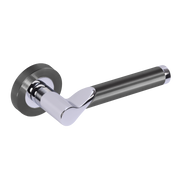 Chrome door handle on a white background