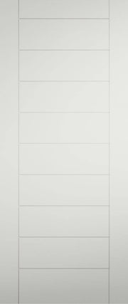 White paneled door with horizontal lines