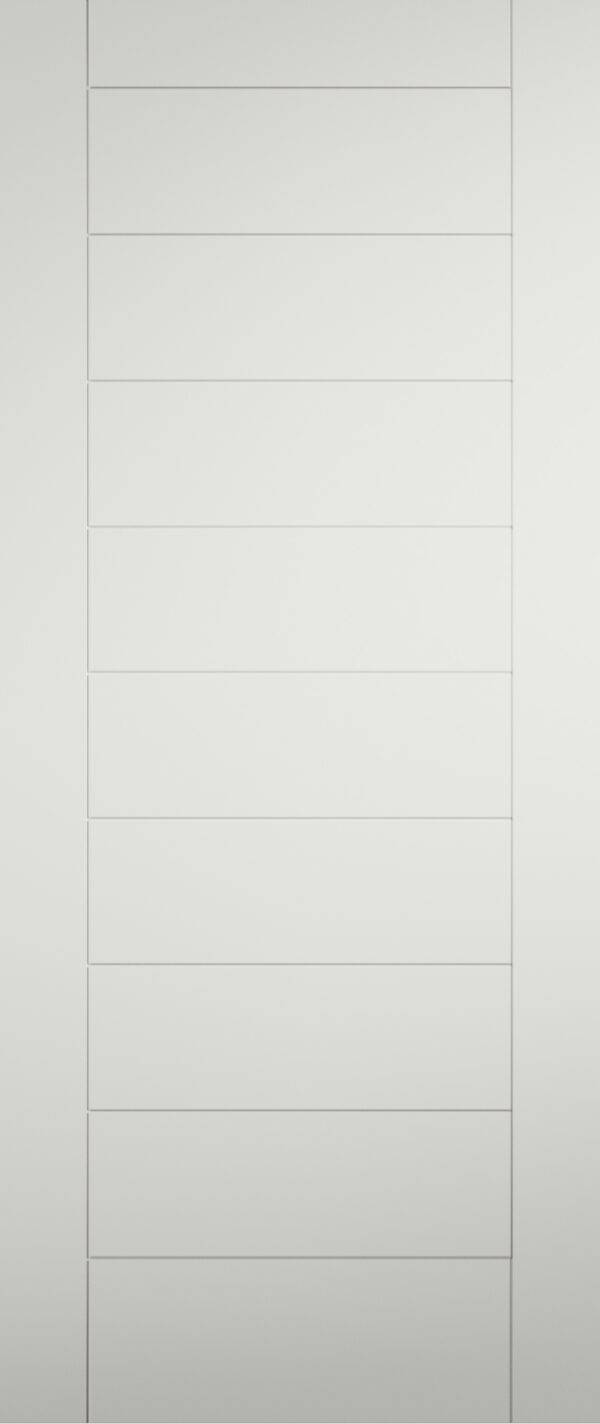 White paneled door with horizontal lines