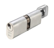 ZOO HARDWARE VIER PRECISION OVAL PROFILE 5 PIN CYLINDER & TURNS (70MM OR 80MM) - SATIN CHROME
