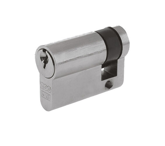 ZOO HARDWARE VIER PRECISION EURO PROFILE BRITISH STANDARD 5 PIN SINGLE CYLINDERS (VARIOUS SIZES), SATIN CHROME