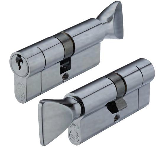 ZOO HARDWARE VIER PRECISION EURO PROFILE CYLINDER & TURN (VARIOUS SIZES) - SATIN CHROME