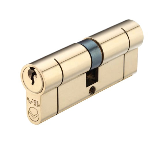 ZOO HARDWARE VIER PRECISION EURO PROFILE BRITISH STANDARD 5 PIN DOUBLE CYLINDERS (VARIOUS SIZES), POLISHED BRASS