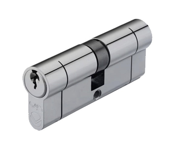 ZOO HARDWARE VIER PRECISION EURO PROFILE BRITISH STANDARD 5 PIN DOUBLE CYLINDERS (VARIOUS SIZES), SATIN CHROME