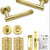 VELO LINEAR DOOR HANDLE ON ROSE – BATHROOM PACK – SATIN BRASS