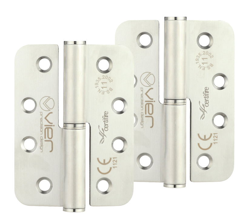 ZOO HARDWARE VIER PRECISION 4 INCH GRADE 11 RADIUS EDGE LIFT-OFF HINGE, SATIN STAINLESS STEEL - (SOLD IN PAIRS)