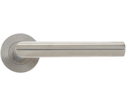 ZOO HARDWARE VIER MITRED LEVER ON ROUND ROSE  SATIN STAINLESS STEEL - VS010S (SOLD IN PAIRS)