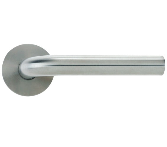 ZOO HARDWARE VIER RADIUS LEVER ON ROUND ROSE SATIN STAINLESS STEEL - VS020S (SOLD IN PAIRS)