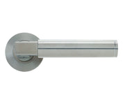 ZOO HARDWARE VIER BERLIN DESIGNER LEVER ON ROUND ROSE  SATIN STAINLESS STEEL - VS110S (SOLD IN PAIRS)