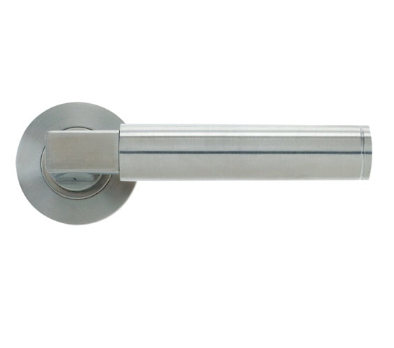 ZOO HARDWARE VIER BERLIN DESIGNER LEVER ON ROUND ROSE  SATIN STAINLESS STEEL - VS110S (SOLD IN PAIRS)