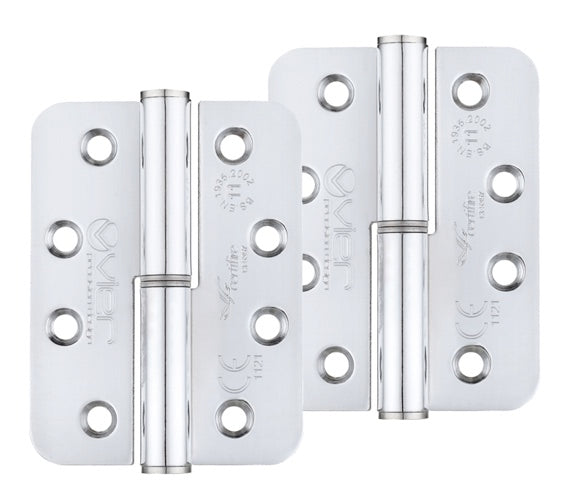 ZOO HARDWARE VIER PRECISION 4 INCH GRADE 11 RADIUS EDGE LIFT-OFF HINGE, POLISHED CHROME - (SOLD IN PAIRS)