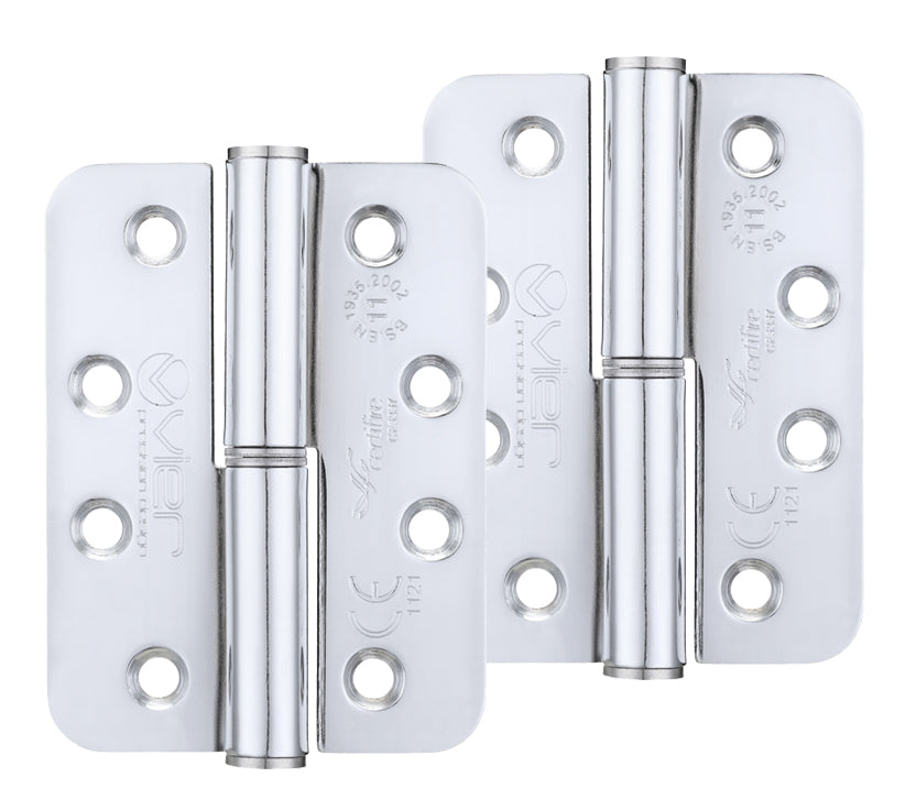 ZOO HARDWARE VIER PRECISION 4 INCH GRADE 11 RADIUS EDGE LIFT-OFF HINGE, POLISHED CHROME - (SOLD IN PAIRS)