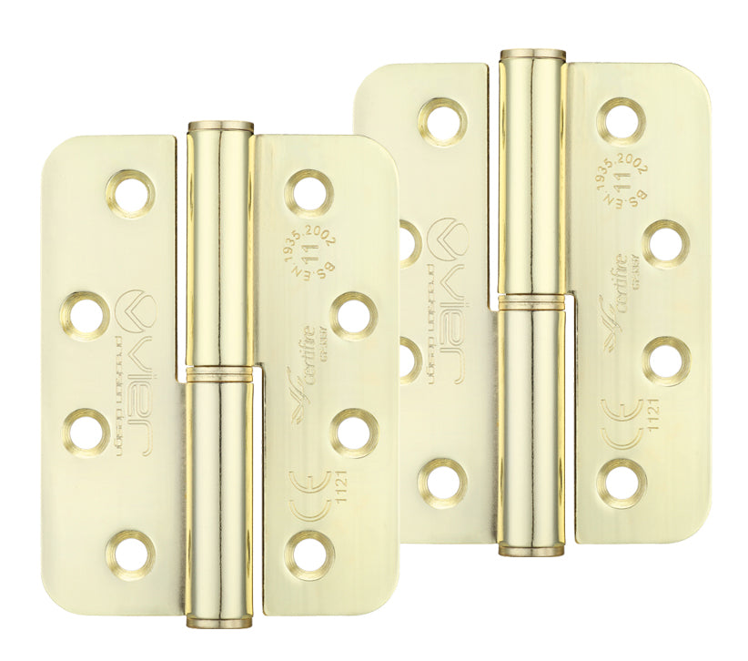 ZOO HARDWARE VIER PRECISION 4 INCH GRADE 11 RADIUS EDGE LIFT-OFF HINGE, ELECTRO BRASS - (SOLD IN PAIRS)