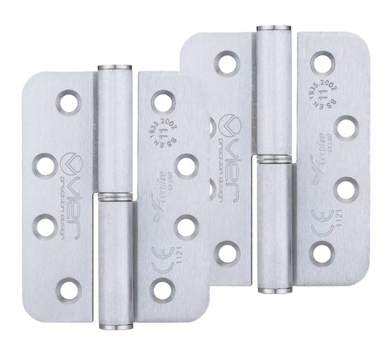 ZOO HARDWARE VIER PRECISION 4 INCH GRADE 11 RADIUS EDGE LIFT-OFF HINGE, SATIN CHROME - (SOLD IN PAIRS)