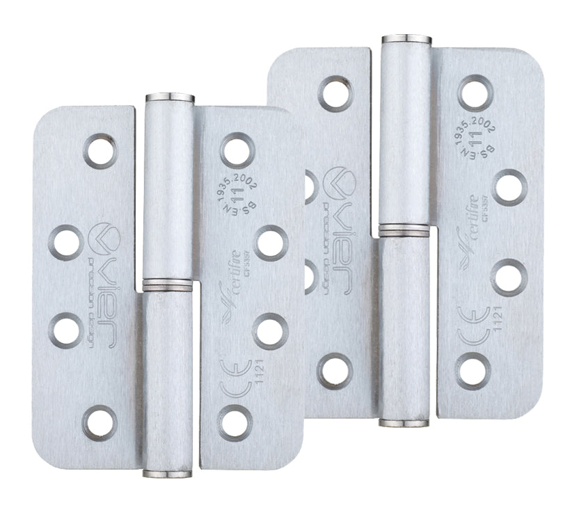 ZOO HARDWARE VIER PRECISION 4 INCH GRADE 11 RADIUS EDGE LIFT-OFF HINGE, SATIN CHROME - (SOLD IN PAIRS)