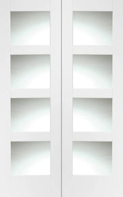 INTERNAL WHITE PRIMED SHAKER DOOR PAIR WITH CLEAR GLASS