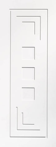 White door with geometric pattern on a white background