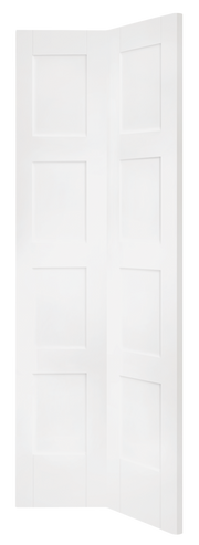 White door with a geometric design on a white background