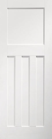 White wooden door with a minimalist design on a white background