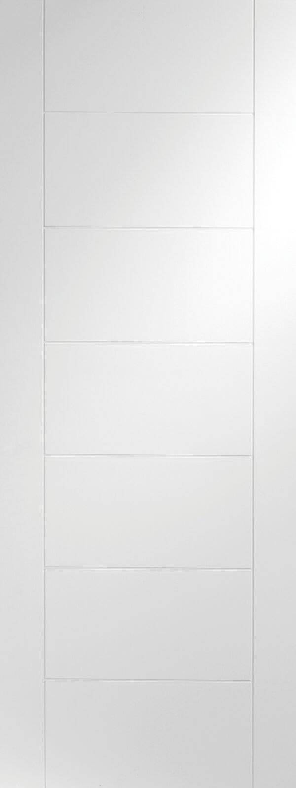 White paneled door with horizontal lines