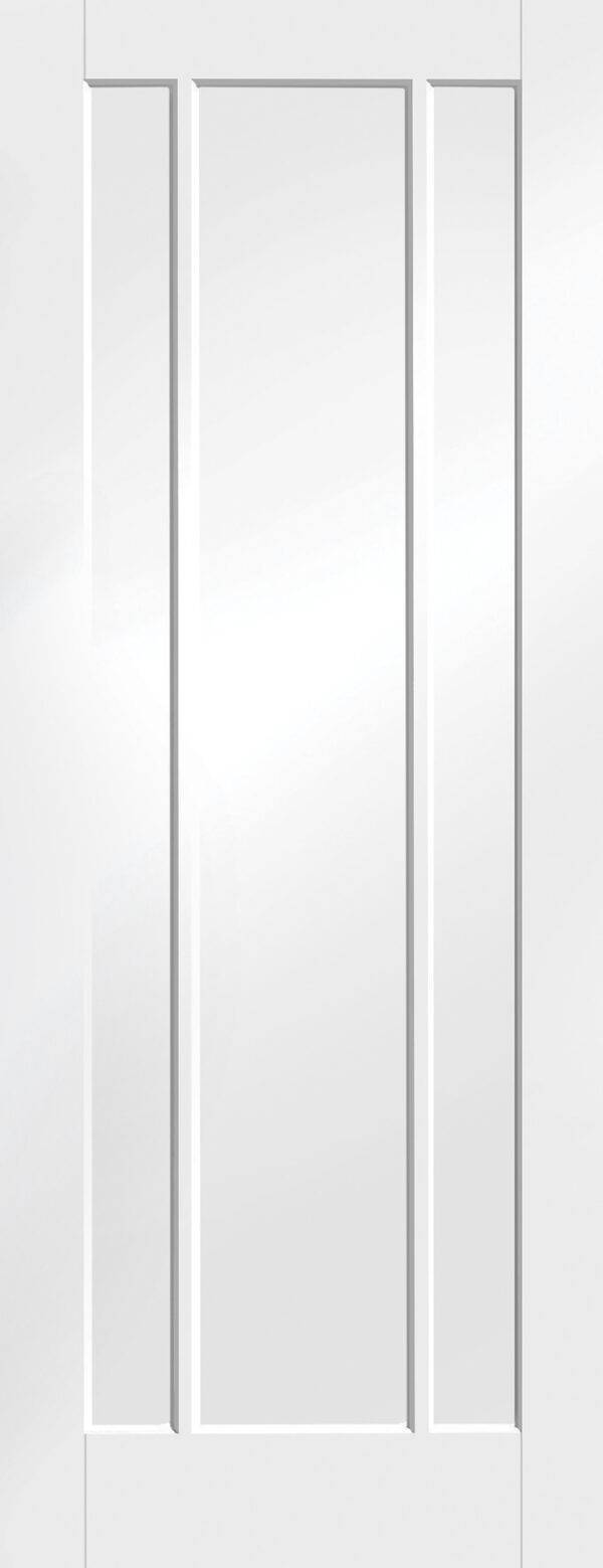 White paneled door on a white background