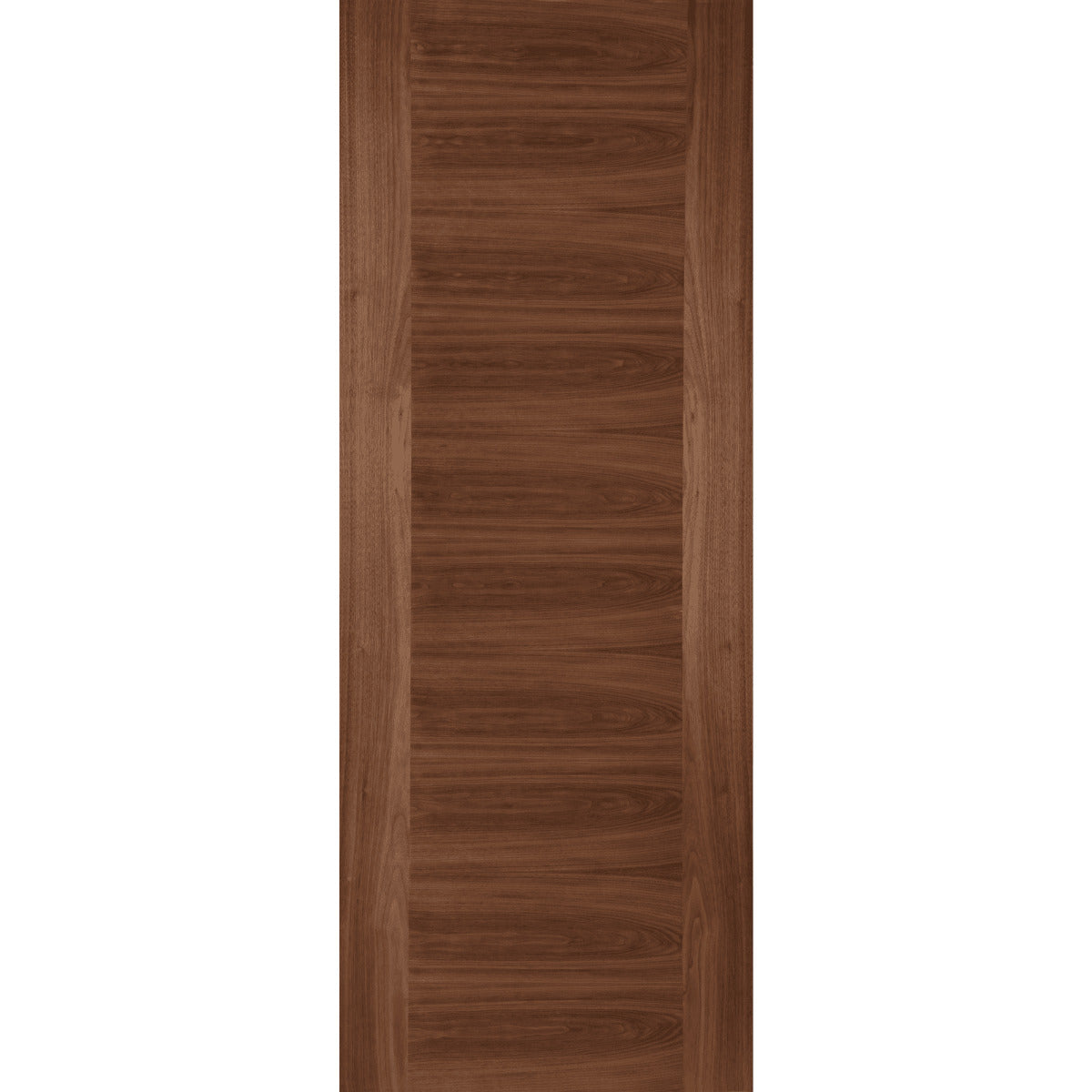 Wooden door with a dark brown finish on a white background