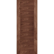 Wooden door with a walnut finish on a white background
