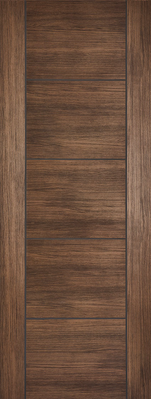 Laminate 5 panel door with a walnut finish