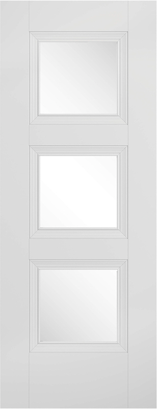 White Amsterdam Glazed 3L Primed Plus Internal Door